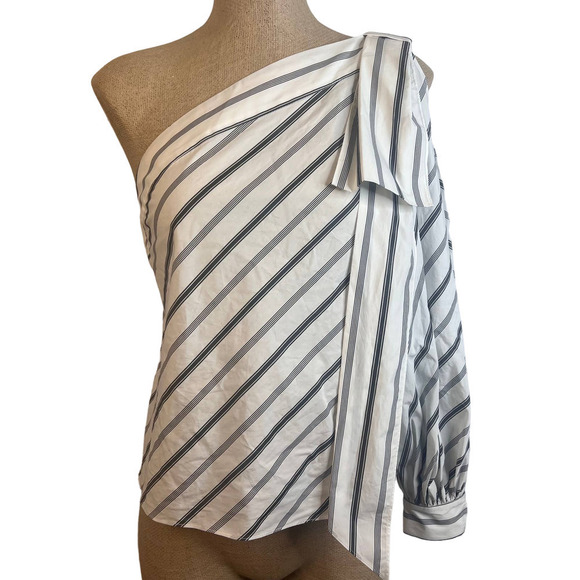 Milly Nina One Shoulder Blouse SZ 2 - Picture 6 of 11